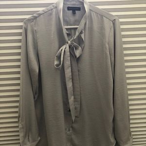 Silver Tie-Front Blouse